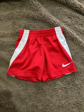 Nike Red and White Mesh Sports Shorts